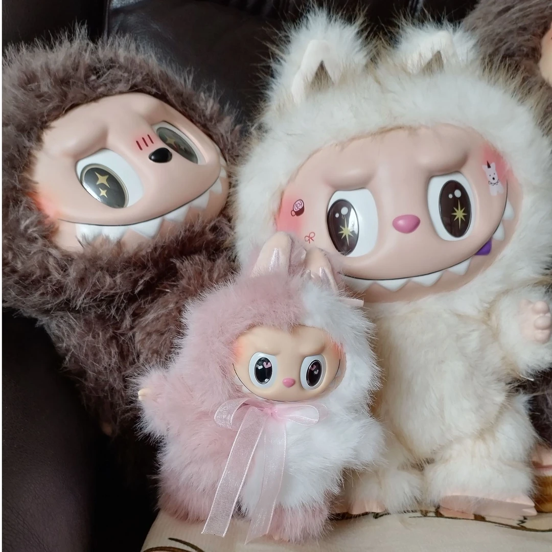 心动马卡龙改款粉白小狐狸泡泡手办盲盒搪胶毛绒公仔挂件玩具