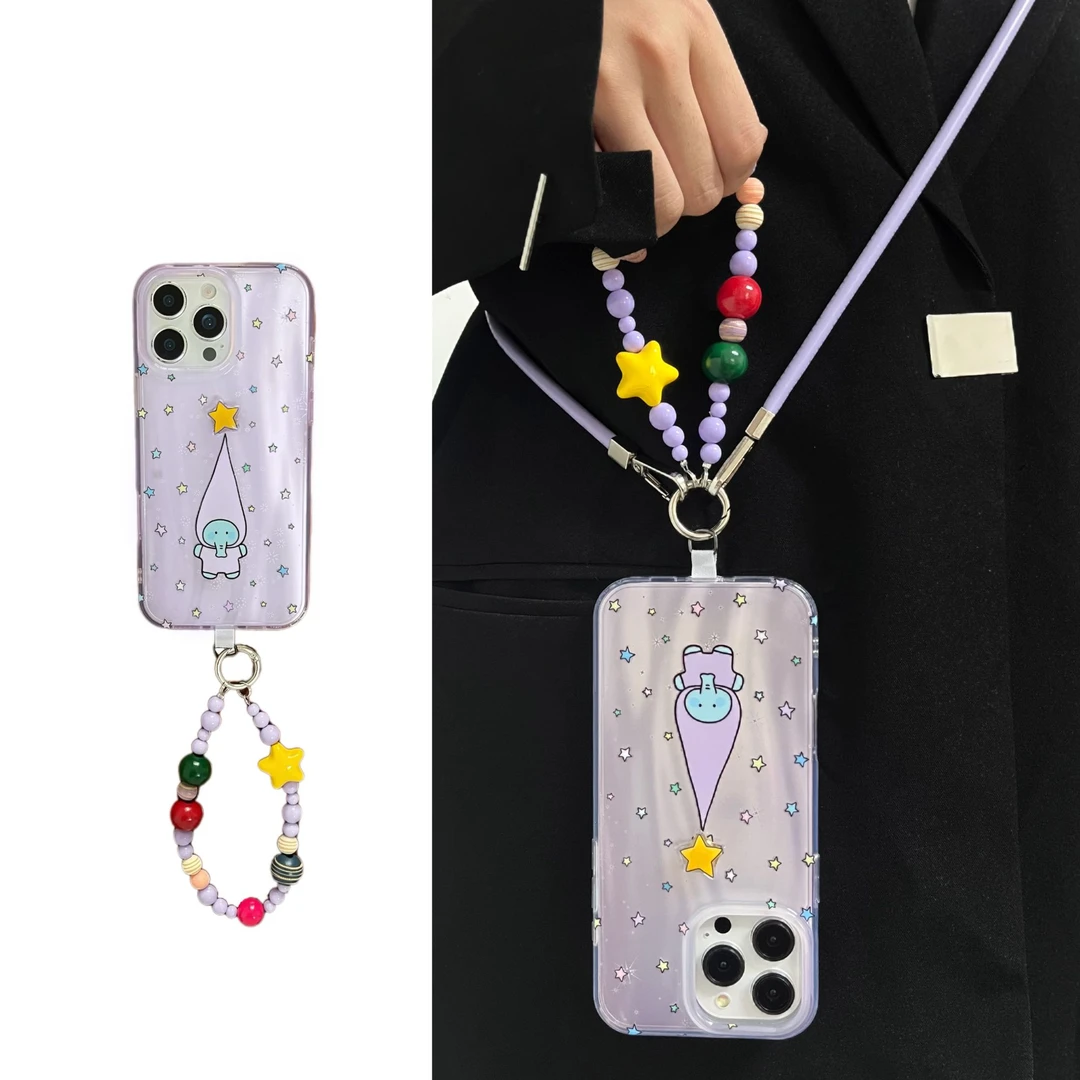 简约极光紫旋转星星高帽大象手链适用苹果16pro手机壳iPhone15新