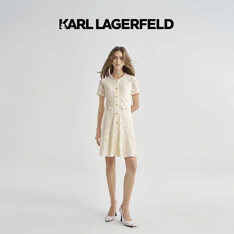KARL LAGERFELD卡尔拉格斐2025夏季新款短袖连衣裙老佛爷M22E13A6