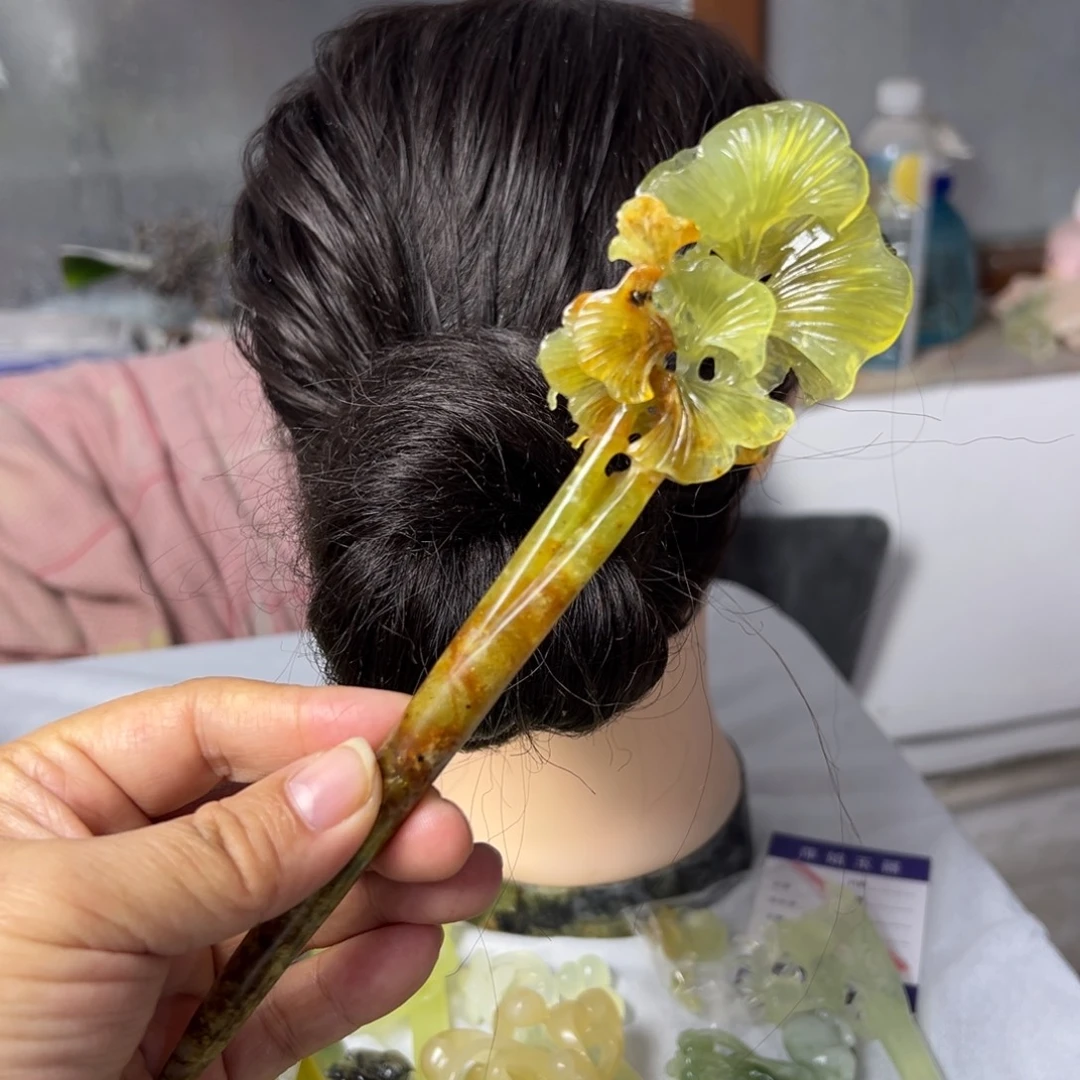 定制蛇纹石玉毛货发饰