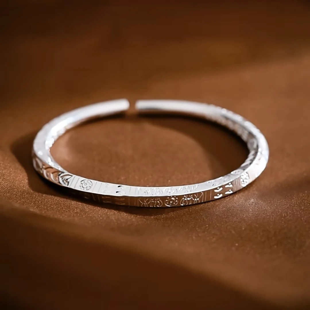 足银手镯足银纯银手镯36号莫比乌斯吉言开口足银纯银手镯
