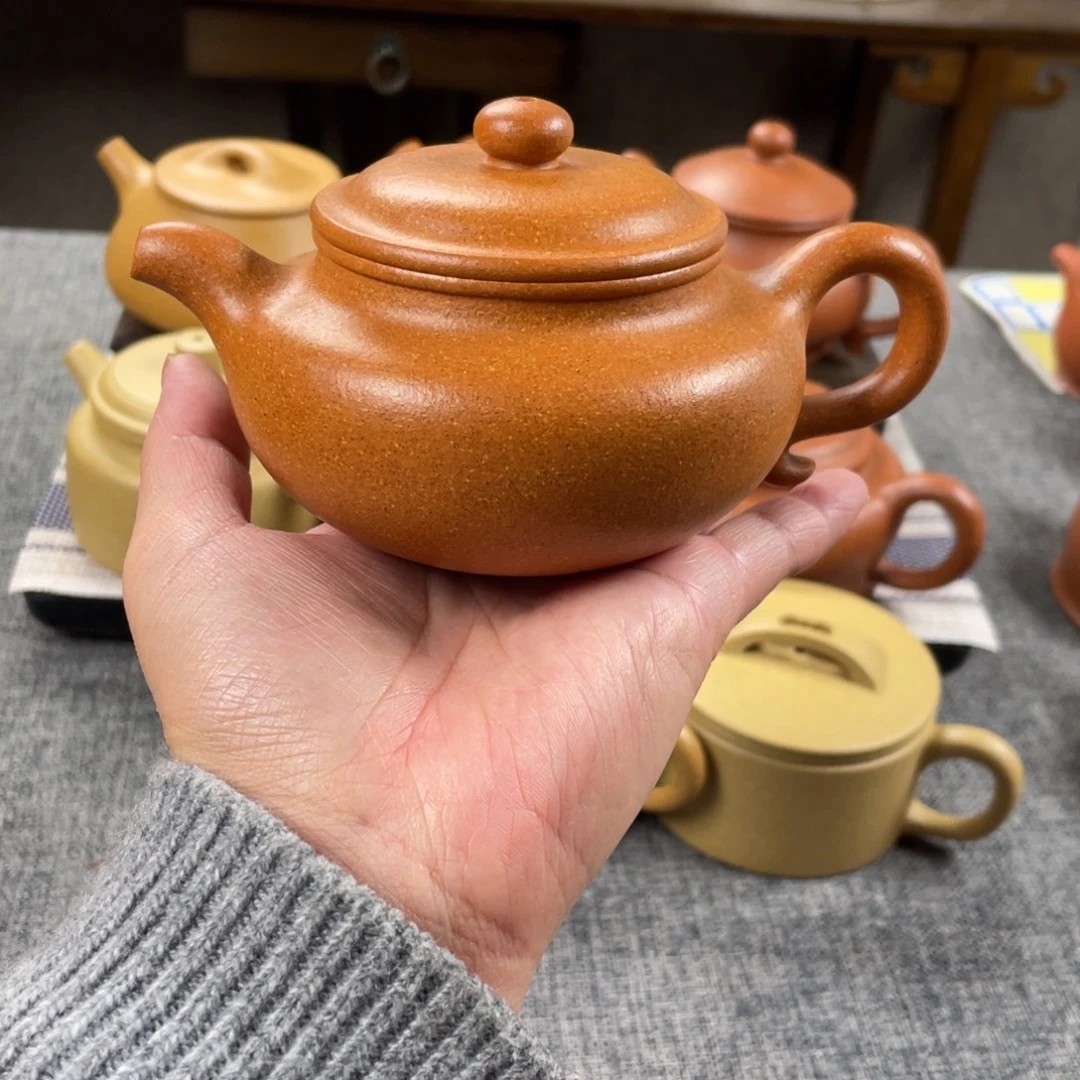 紫砂茶壶老档口金黄段仿古全手30目200手工泥