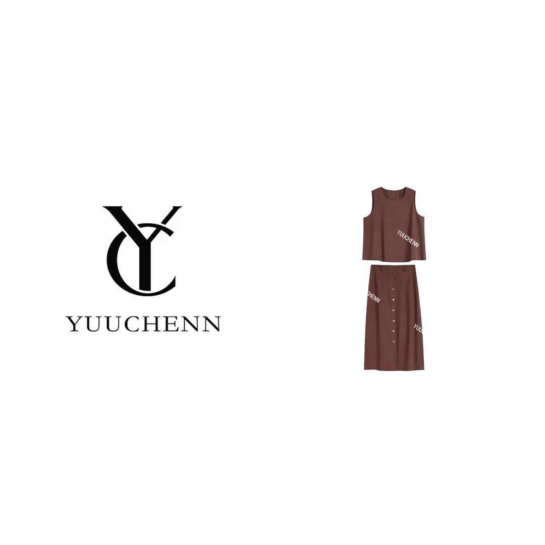 【YUUCHENN】亚麻圆领无袖上衣新款显瘦中长款a字裙两件套装7492