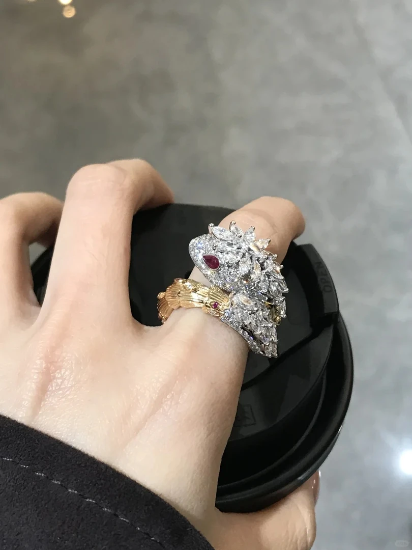 【天然钻石】18K金爆炸头蛇戒指（24小时鉴赏期）CZ