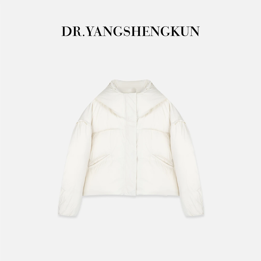 杨圣坤2025冬季新品95白鹅绒短款连帽廓形羽绒服外套女EY2511221