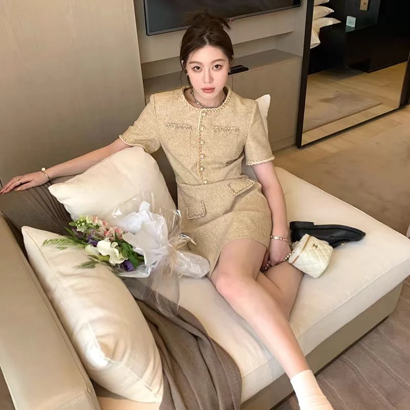 【现货+运费补贴】小香风连衣裙夏季气质名媛减龄洋气优雅显瘦裙子