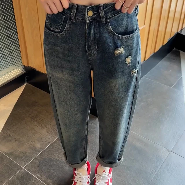 覆古后宫牛仔裤2025春秋季新款梨形身材大尺寸高腰纤细爸爸胡萝卜