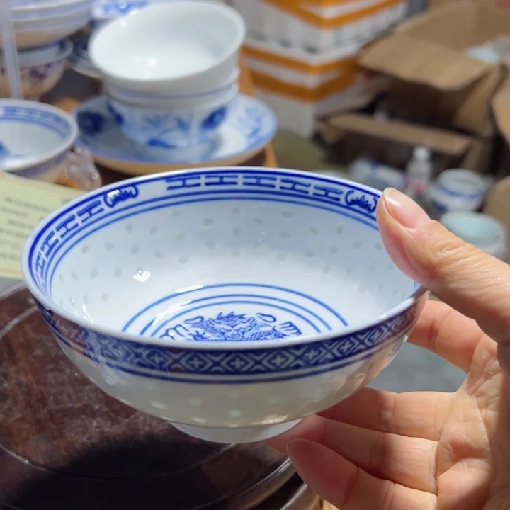 碗青花玲珑5.5寸饭碗