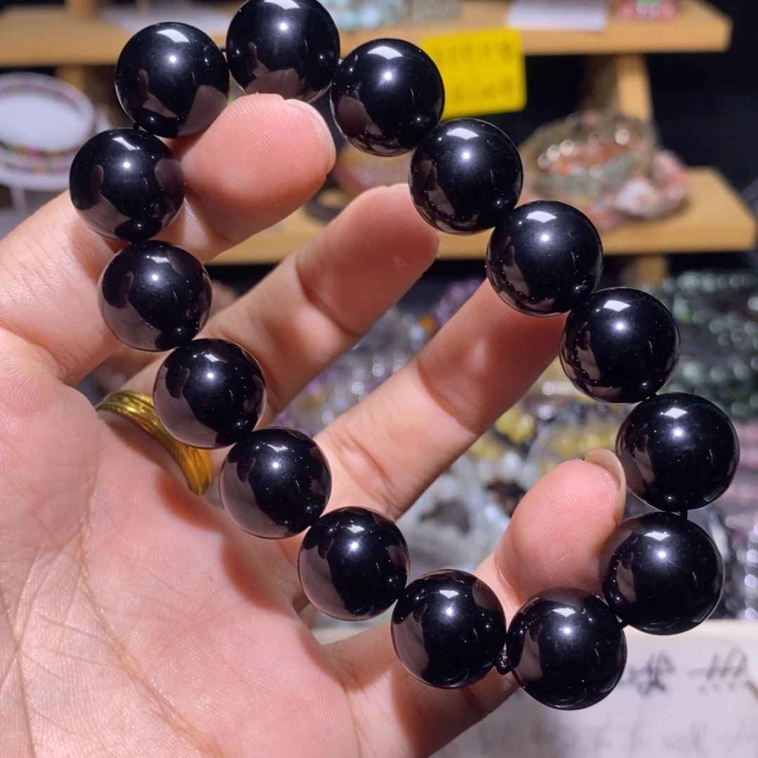 手串未镶嵌水晶黑耀石 14