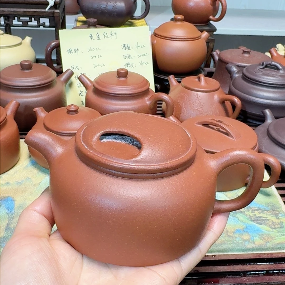 紫砂茶壶红降坡半手工