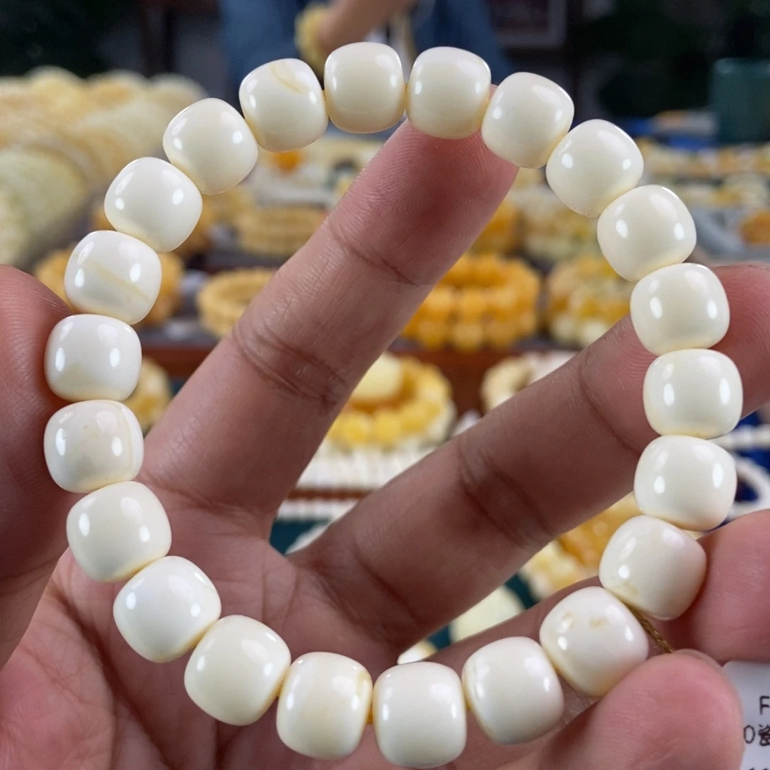 琥珀未镶嵌珠宝奇石10瓷白蜡同料串13.06
