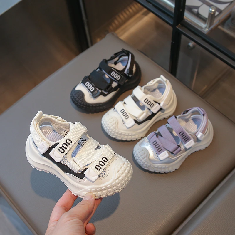儿童凉鞋夏季新款男童时尚软底运动鞋女童韩版镂空网面半凉鞋潮