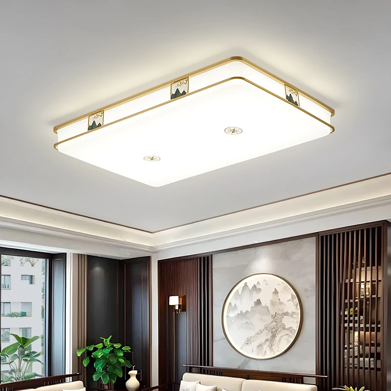 禅意新中式客厅吸顶灯全铜灯具餐厅卧室书房灯