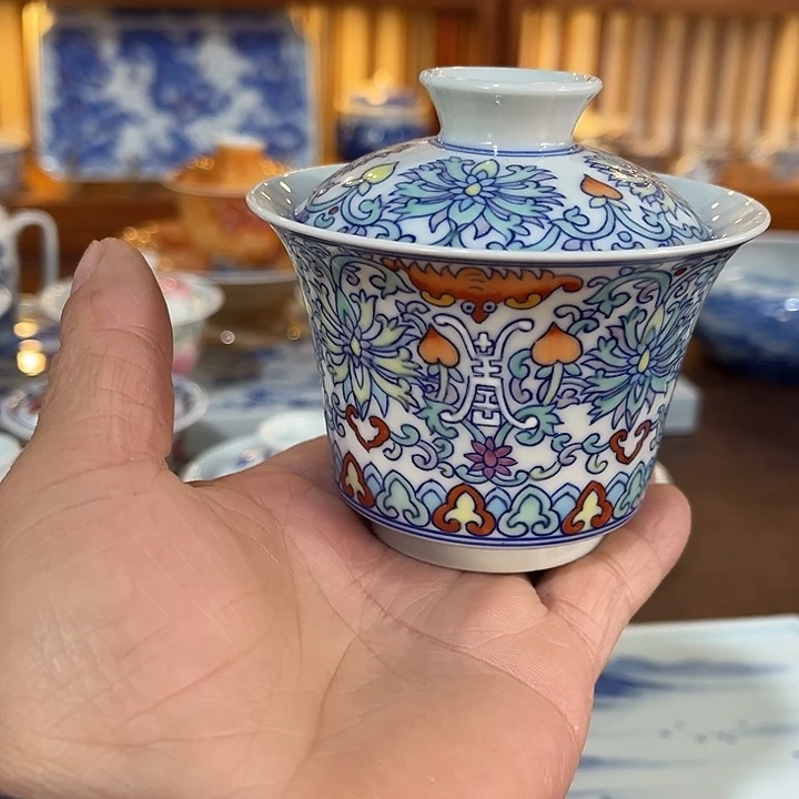 錡镇堂手工手绘绘盖碗