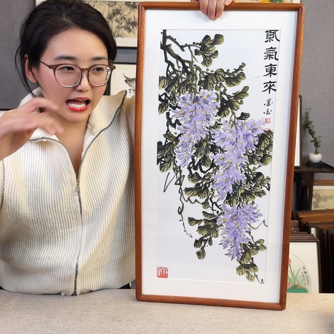 国画手绘带框尺寸： 36*69