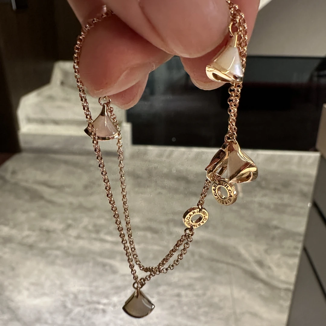 18k金贝母扇子手链