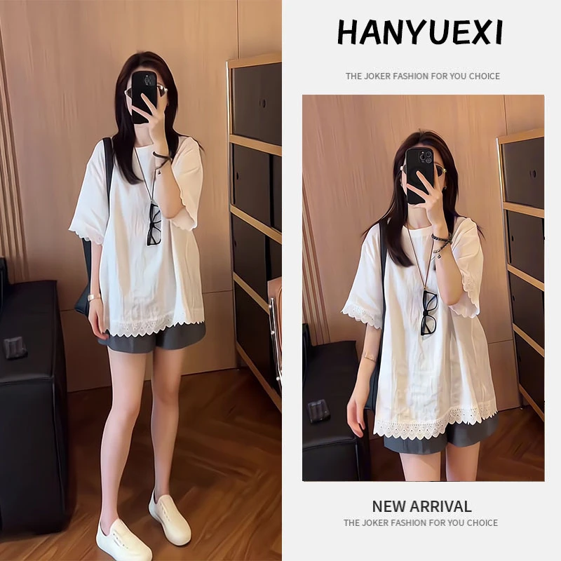 夏季一整套女装2025年新款韩版减龄气质时尚中长袖上衣短裤两件套