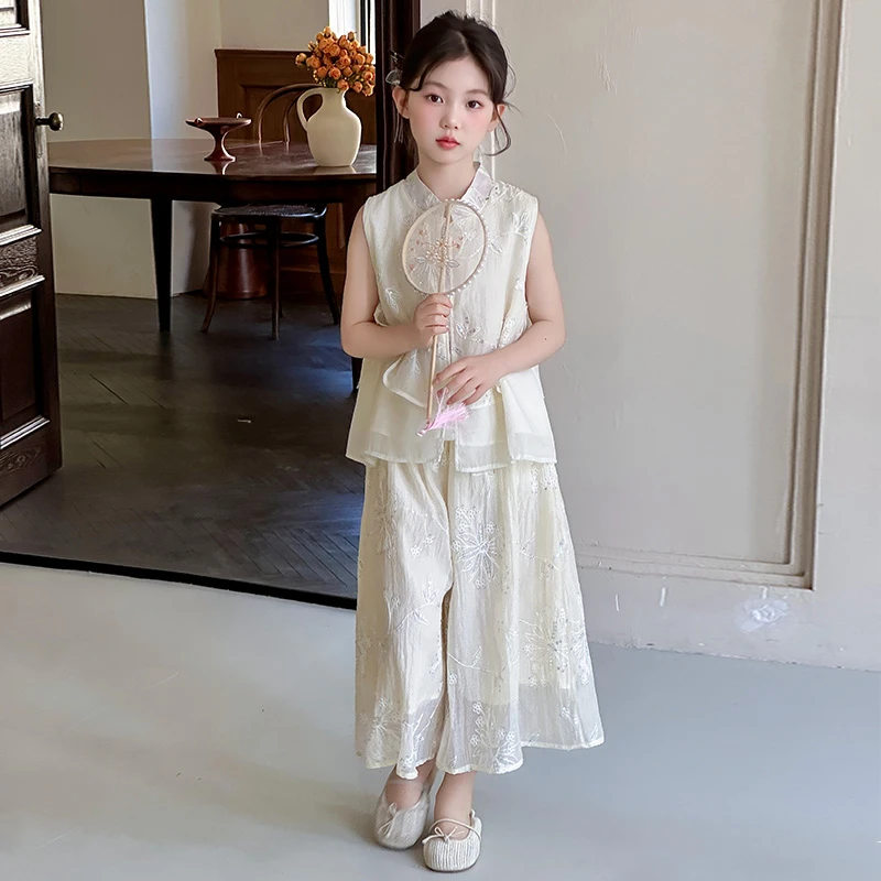 女童夏装套装2025新款儿童洋气新中式国风上衣半身裙女孩汉服夏季