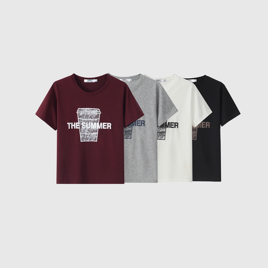 【蔓迪欧尚】2025夏季新款蕾丝字母时尚休闲洋气百搭宽松短袖102