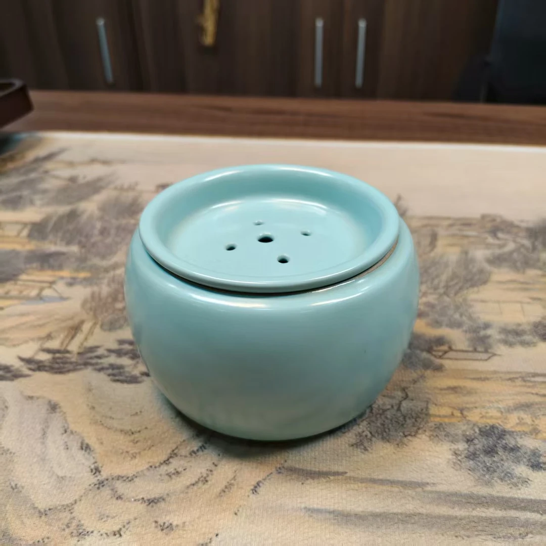 大号水洗水盂蓝色中式带盖陶瓷功夫茶具茶桌用品家用茶艺专用建水