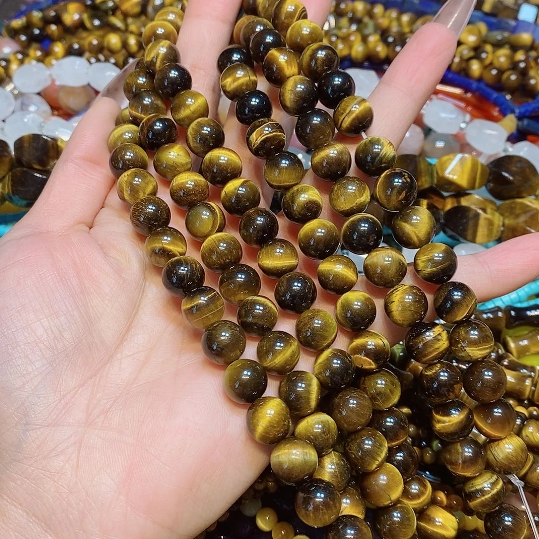 玛瑙/玉髓散珠天然A货虎眼10mm一条