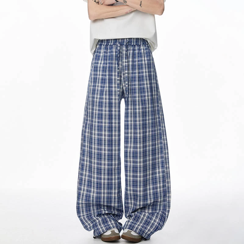 夏季男女同款青春活力休闲裤格纹长裤百搭裤子格子裤裤子男款夏季