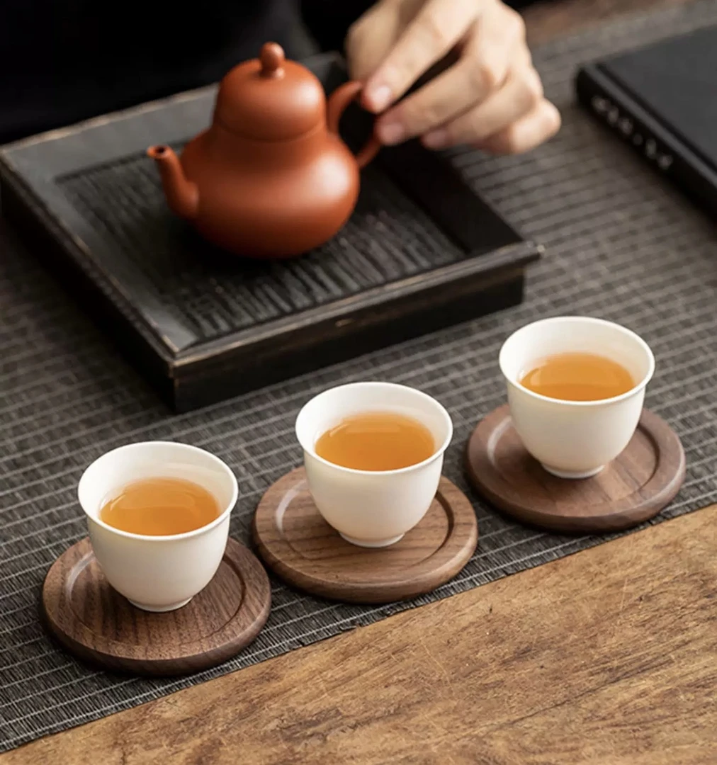 北美黑胡桃圆形茶杯垫客杯垫