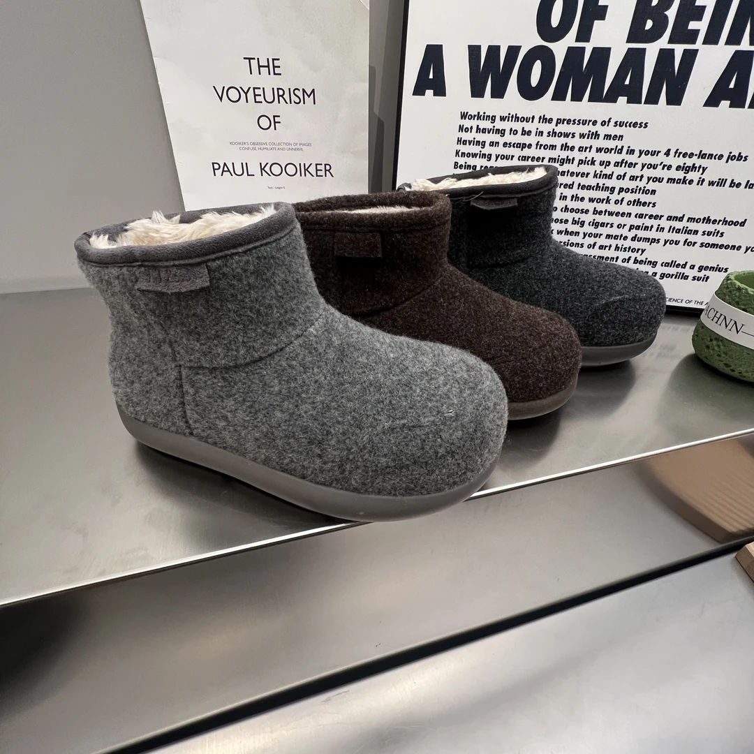 【清仓】毛呢版加绒加厚保暖雪地靴女款冬季圆头平底勃肯靴棉鞋