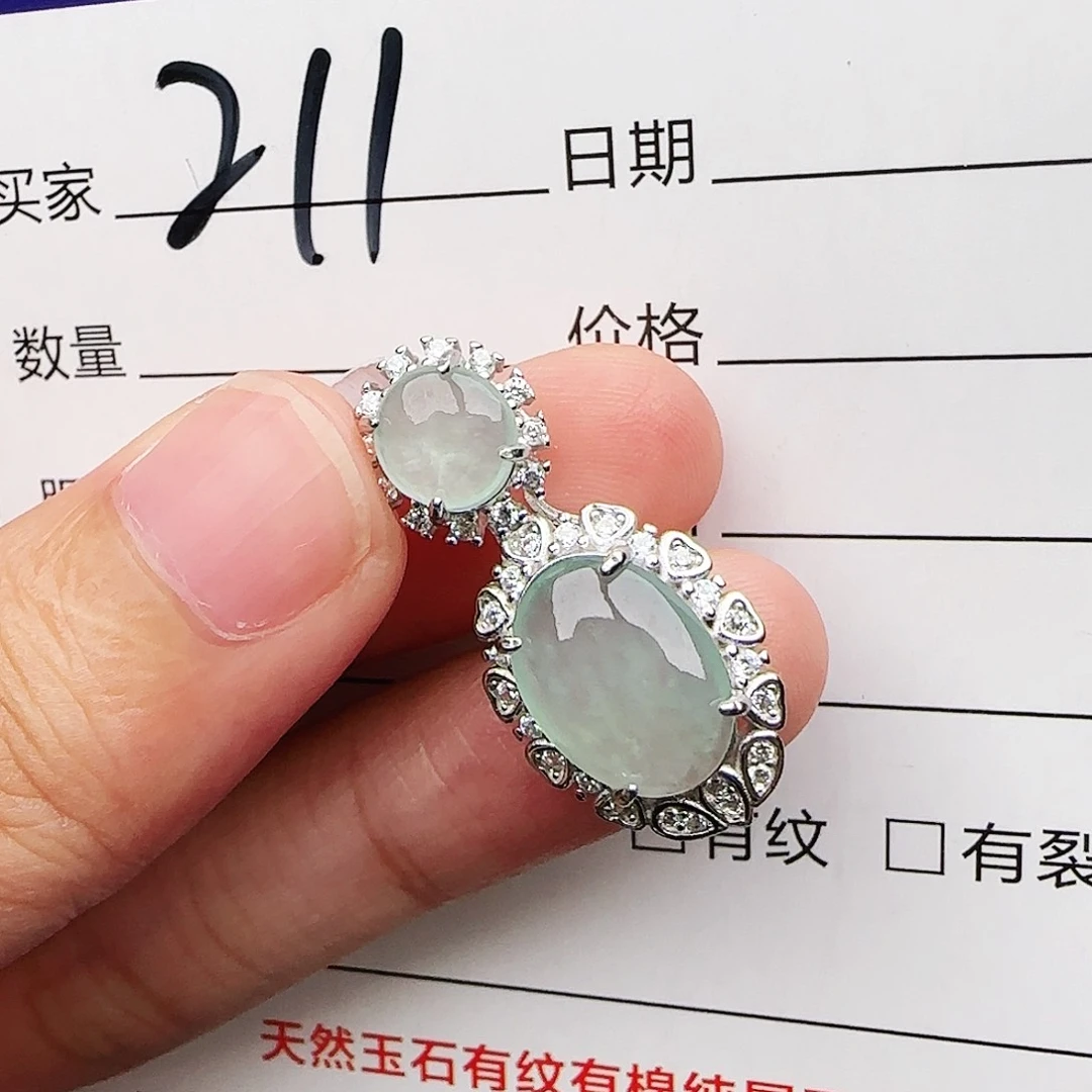 银S925镶嵌戒指翡翠戒指