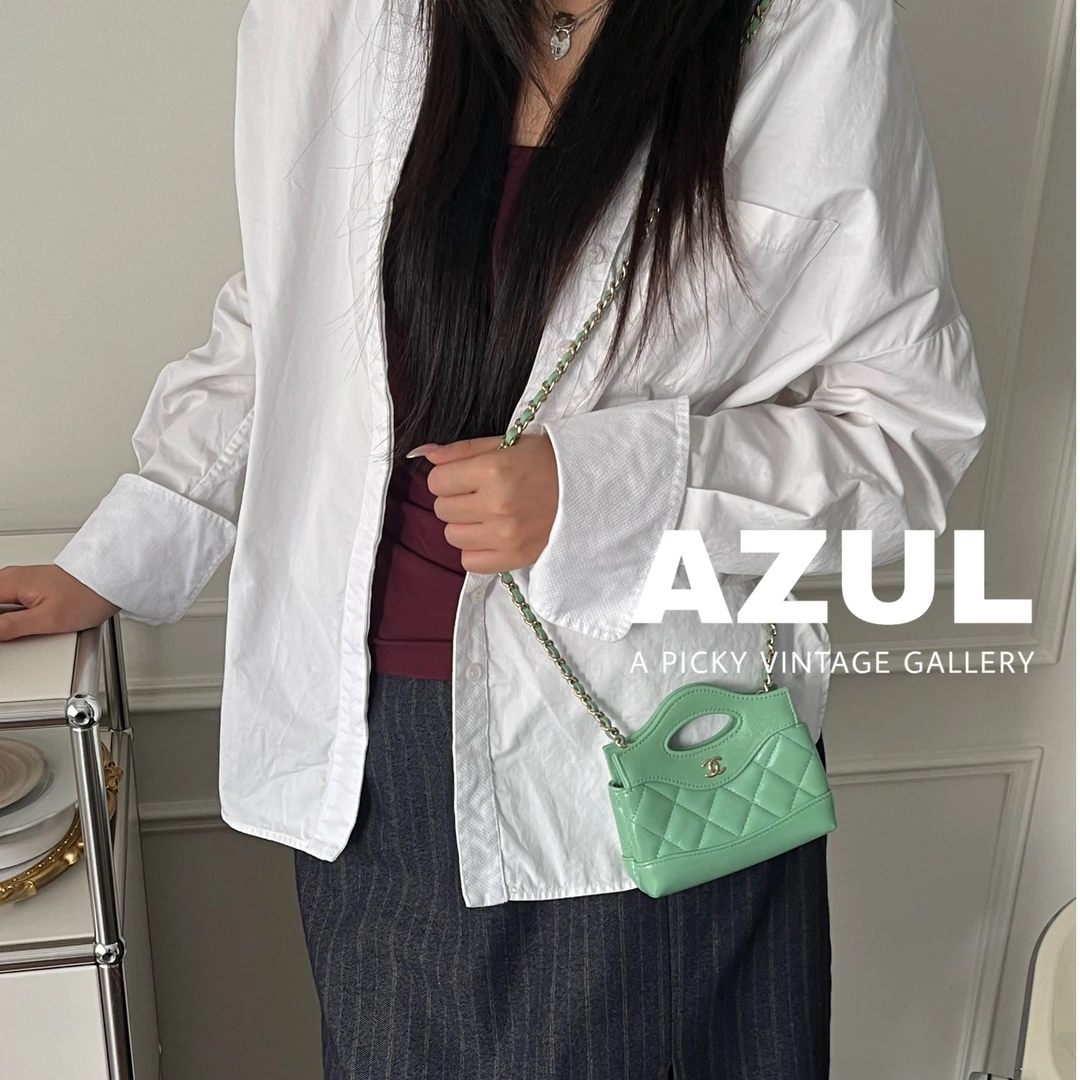 99新 Chanel/香奈儿 Azul-24S牛油果绿羊皮31bagmini链条包38316