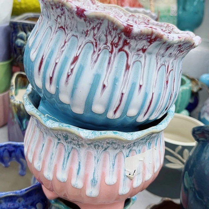 多肉绿植陶瓷花盆9.9包邮，有孔