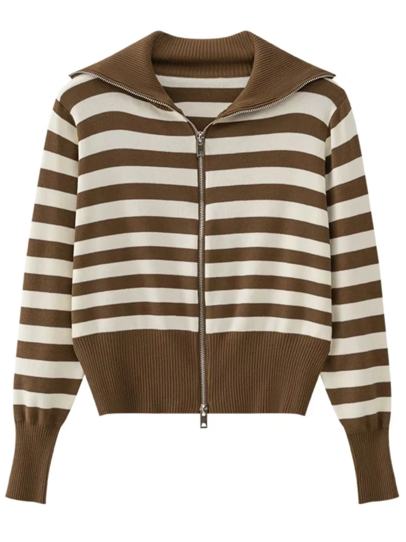 2221#时尚条纹海军领长袖针织衫【D1-2】直播间为准