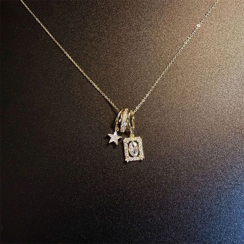 拾光匣子 2025新款小众设计复古方糖星星项链时尚简约百搭锁骨链