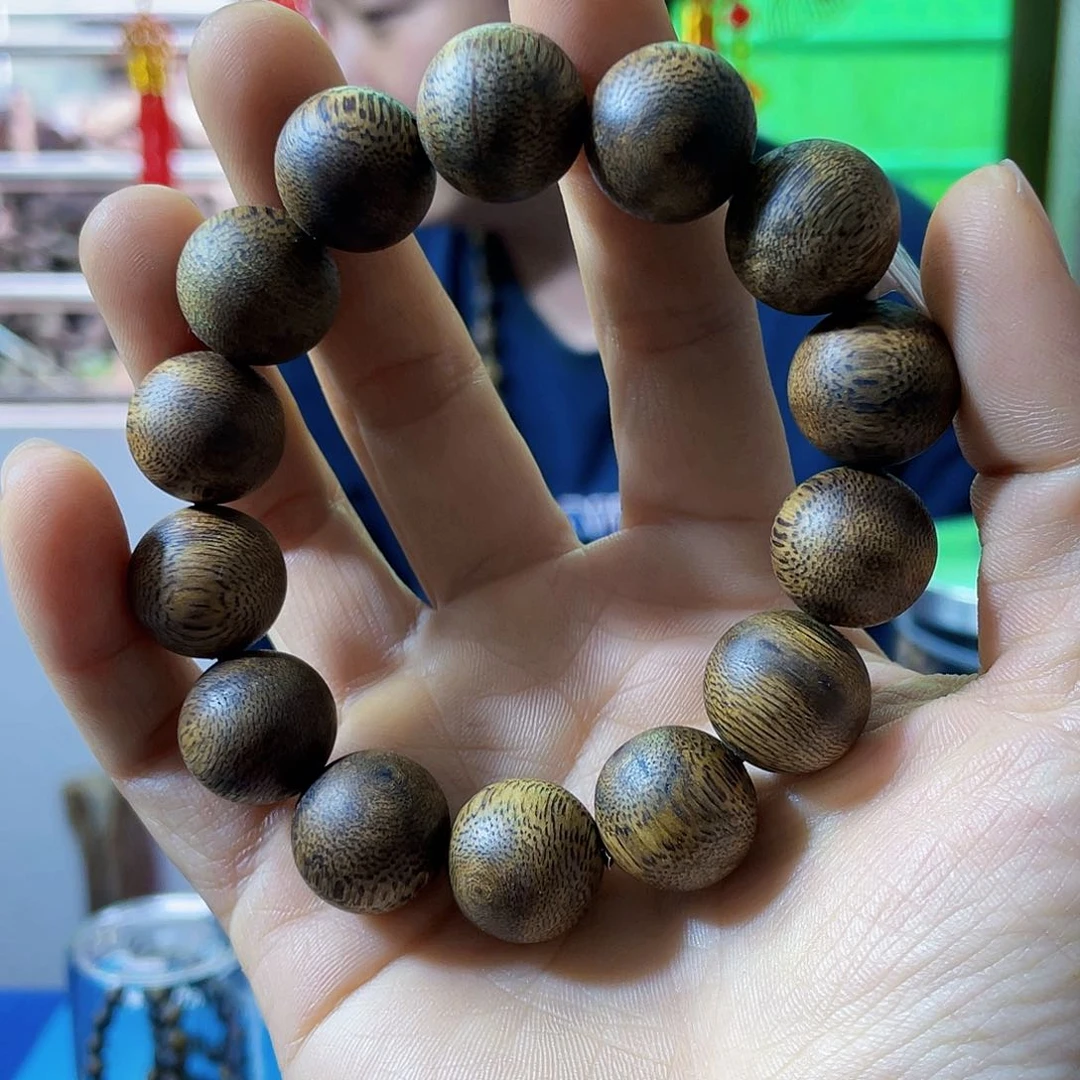 沉香手串海南老白棋圆珠单圈1.6/16克多样性发一