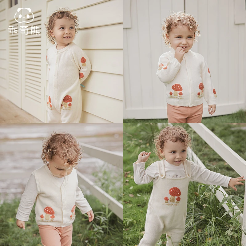 【绵羊毛针织】宝宝连体衣秋冬季绵羊毛保暖婴幼儿哈衣爬服毛线衣