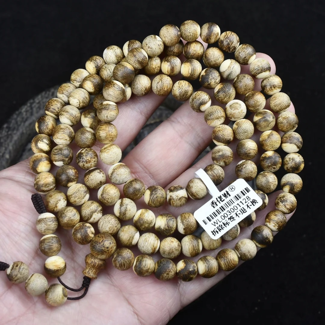 沉香电白奇楠莽皮纹 卡8偏大108颗 老树干透老料 多样性发其一