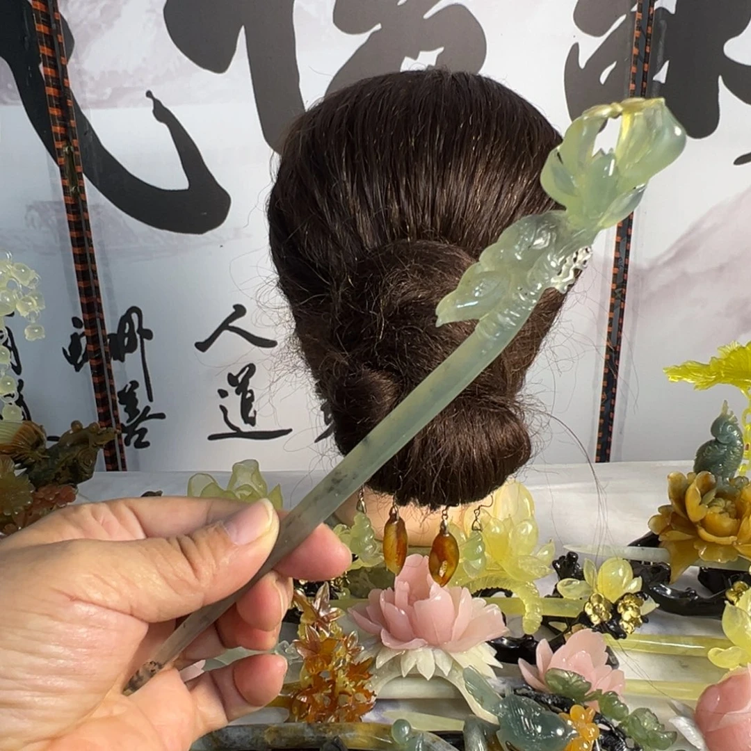 蛇纹石玉未镶嵌发饰