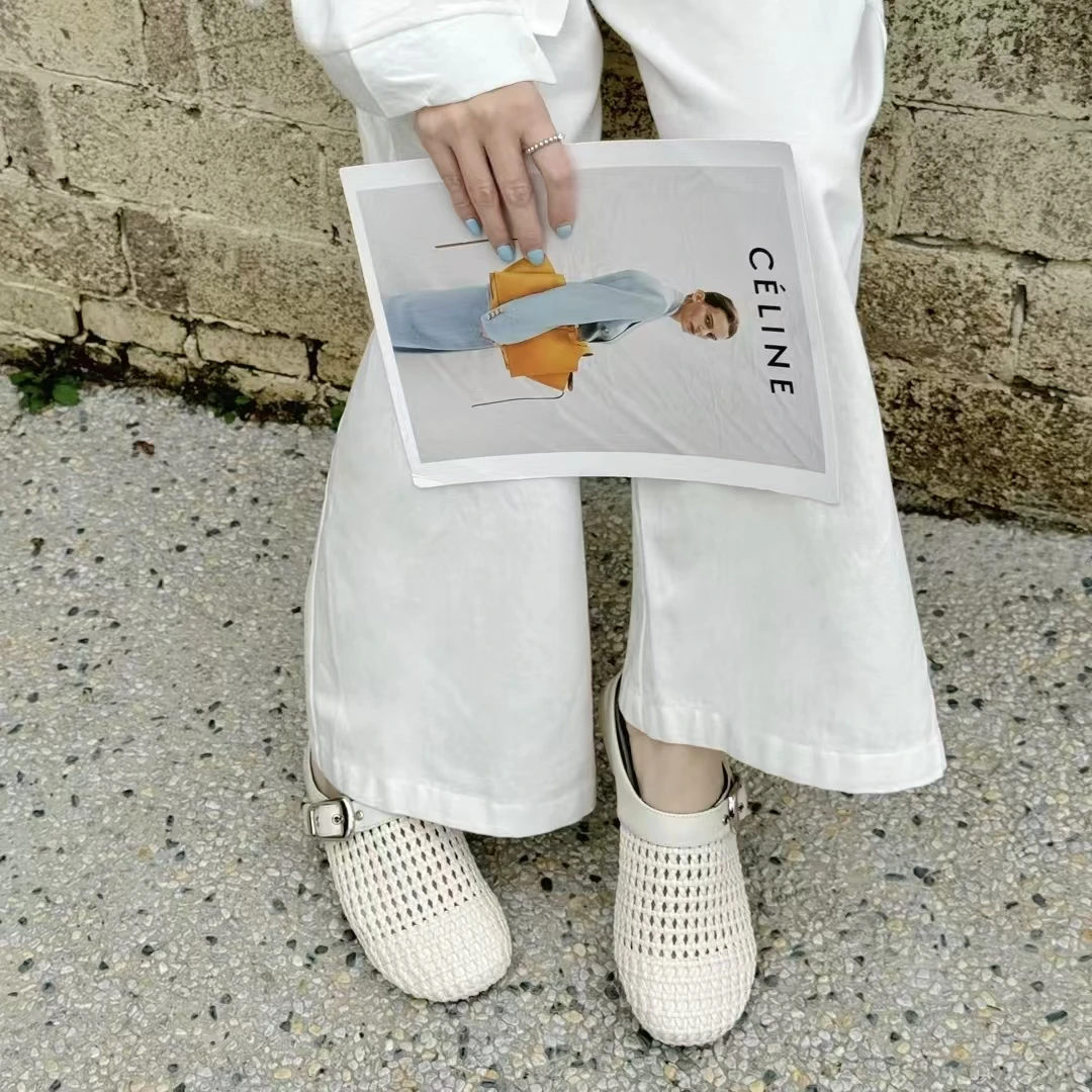 【大美家067】编织镂空透气一脚蹬穆勒包头半拖（2538-1）