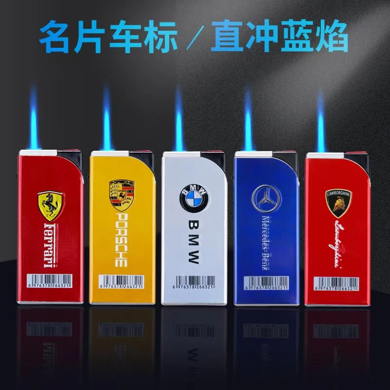 金属防风直冲打火机个性创意定制做logo网红款送男友高档蓝焰硅胶
