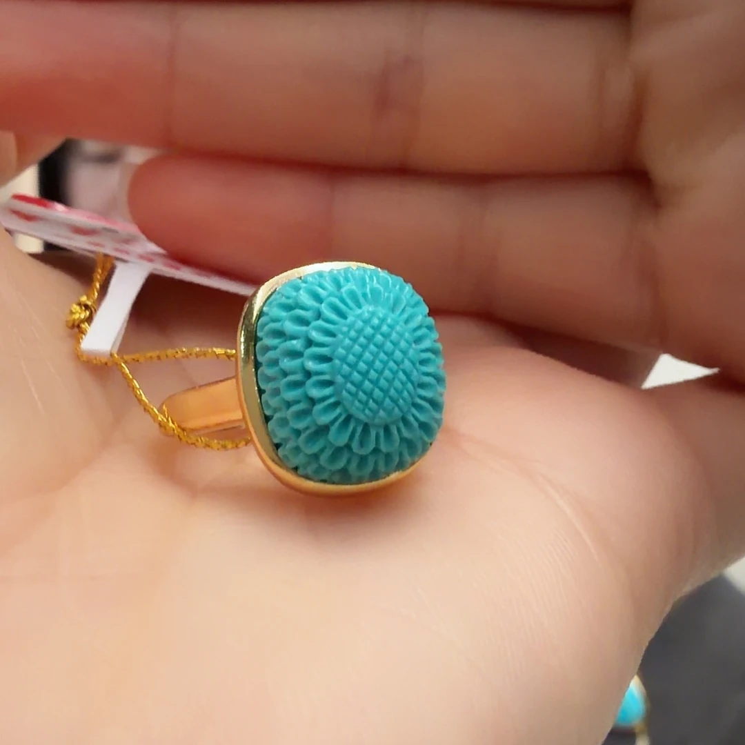 绿松石银S925镶嵌戒指