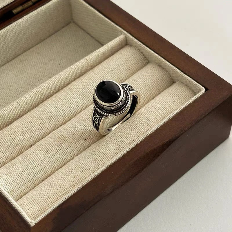 铜合金珐琅戒指 铜合金时尚潮流开口指环小众复古