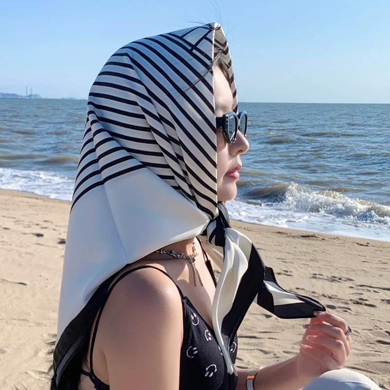 名媛风海边头巾女春夏大方巾薄款百搭小围巾披肩纱巾领巾防晒丝巾