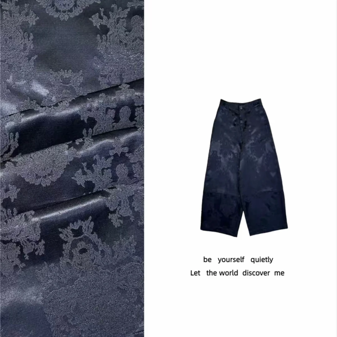 敏宝儿➕1928深圳定制新款浮雕国风九分宽松阔腿舒适显瘦直筒裤