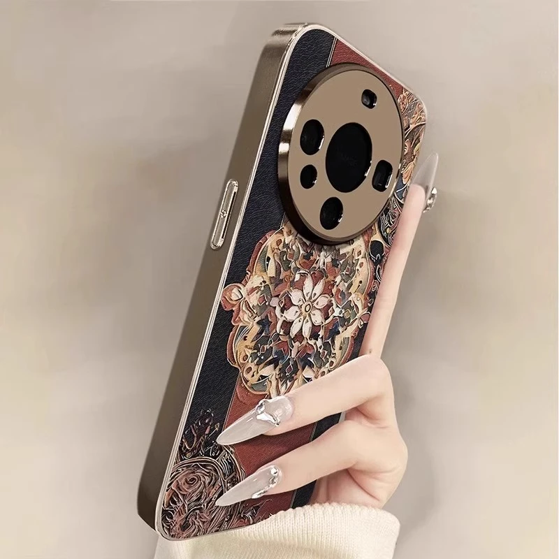 敦煌繁花电镀小羊皮适用华为mate70pro手机壳电镀小羊皮男女款ins