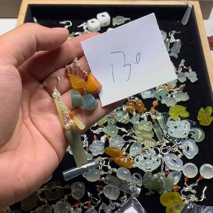 蛇纹石玉合金耳钉阳**好