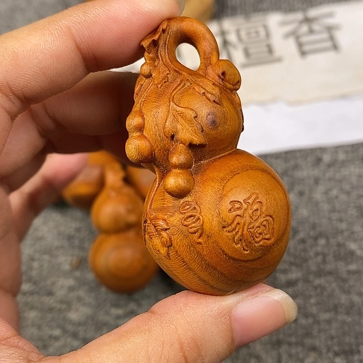 檀香木手串/手链老山檀香黑肉虎斑纹福字大葫芦