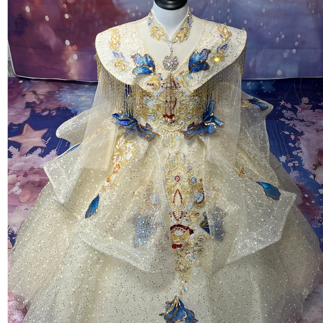 新中式齐地儿童礼服生日走秀花童宴会主持花童礼服裙