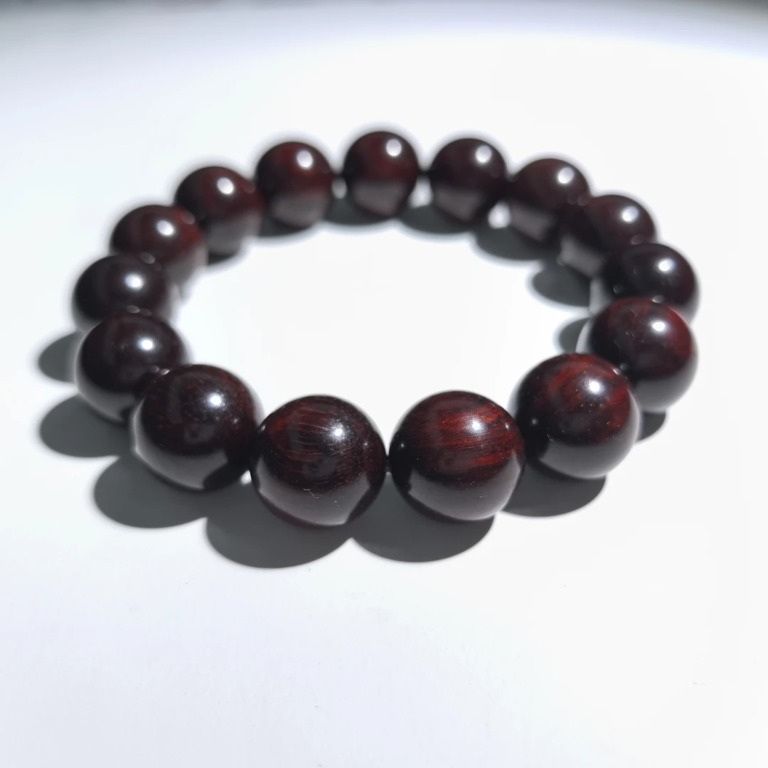 【九韵木语】印度小叶紫檀1.5高油高密手串 文玩木串 XY48122