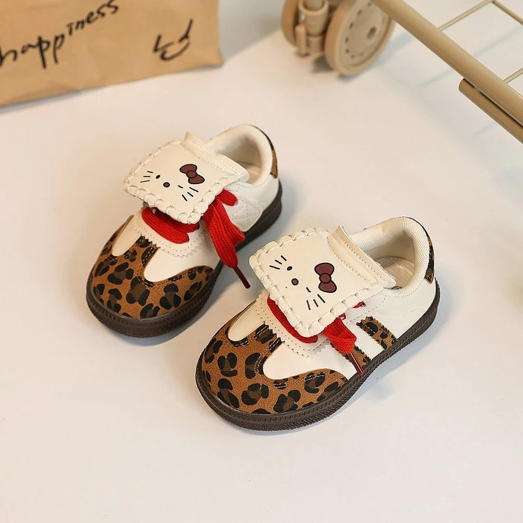 韩版豹纹宝宝德训鞋2025春秋新款儿童女童休闲防滑运动鞋板鞋