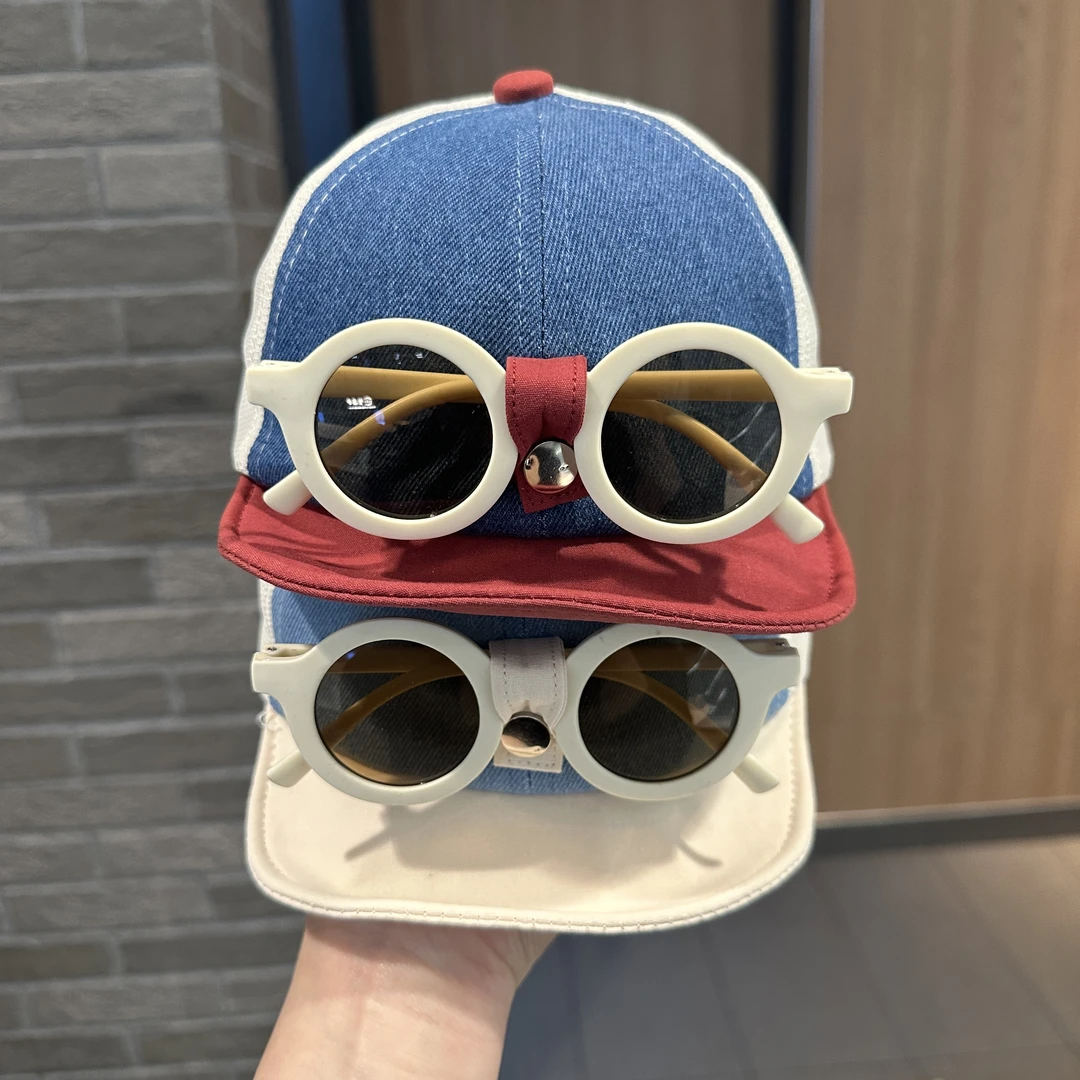 韩版眼镜鸭舌帽遮阳棒球帽男女童飞行员帽春夏百搭透气防晒出游潮